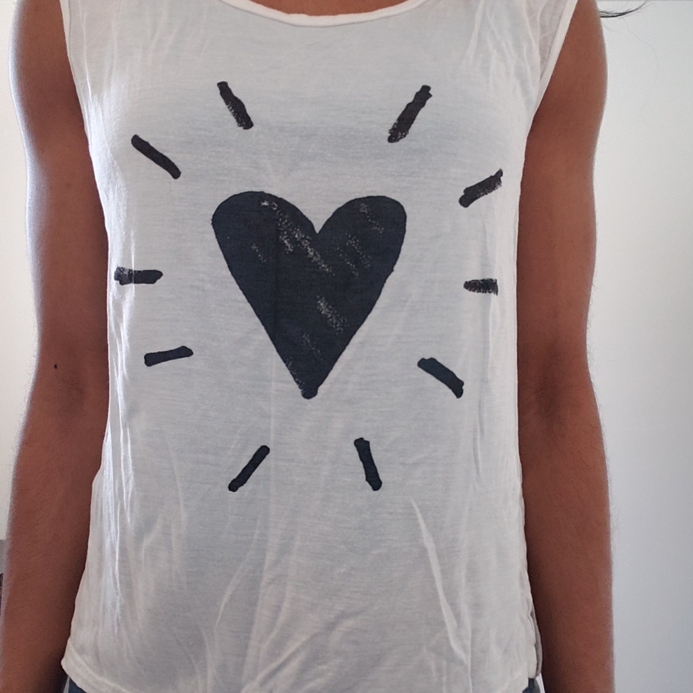 H&M graphic white tank top